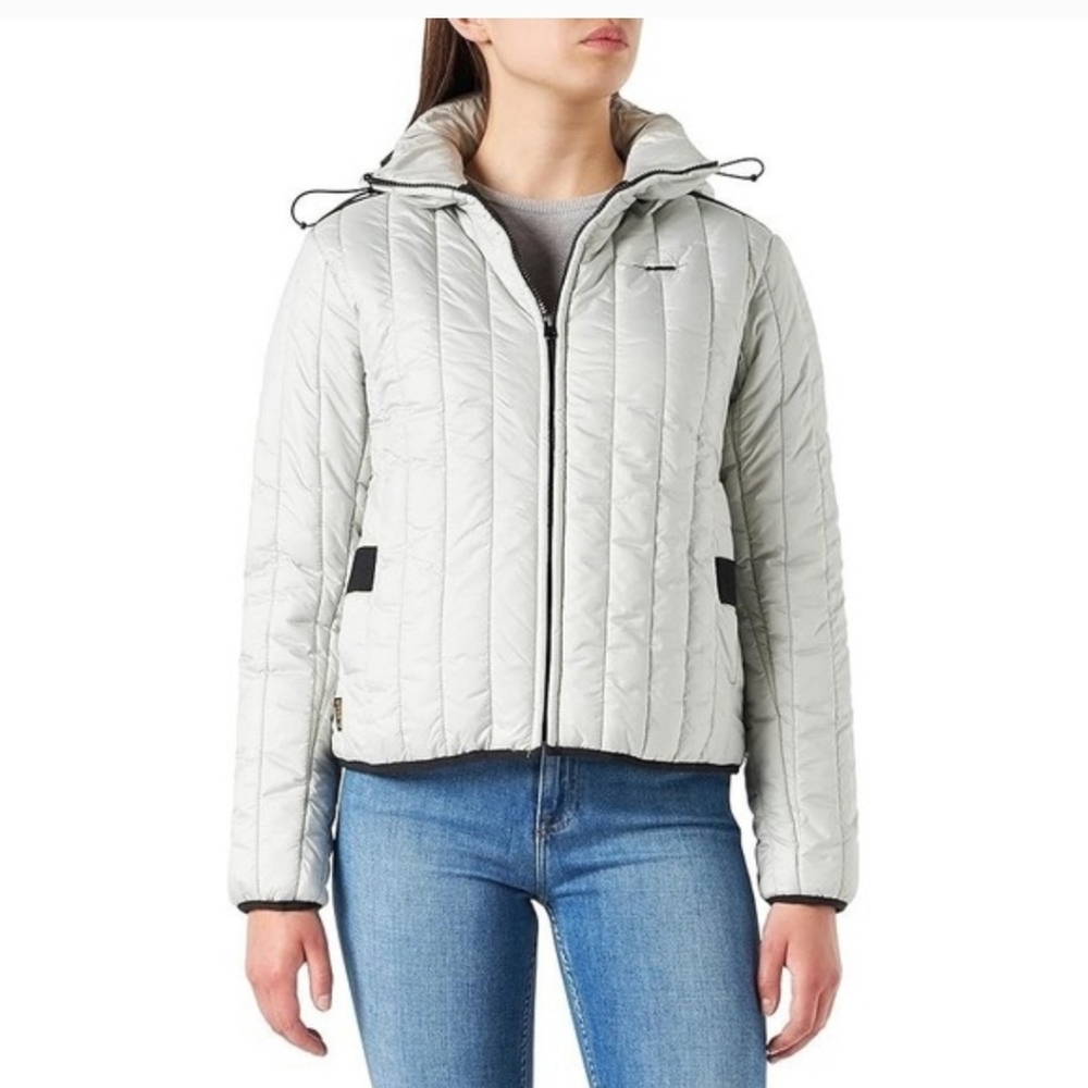 G-Star Quilted Puffer Jacket - White with Black Accents